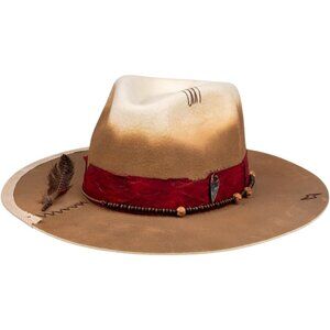 Unisex Warm Yellow Western With Feather & Band Detail Classic Fedora Cowboy Hat